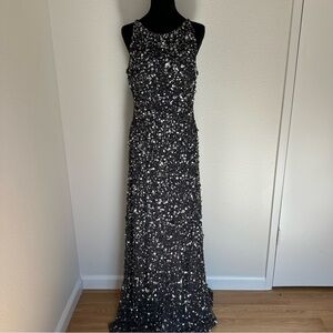 Adrianna Papell Gray and Silver Sequin‎ Gown 14